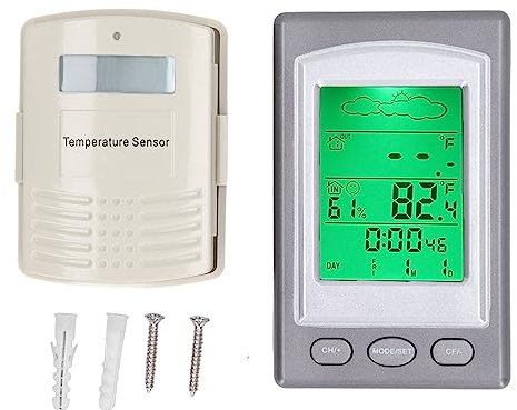 Stazione Meteo Con Sensore Esterno, Digitale Termometro Interno Esterno Igrometro, Termometro Igrometro Wireless Misura Umidità E Temperatura Con Previsioni Del Tempo, Sveglia, Data, 4 Pollici Display
