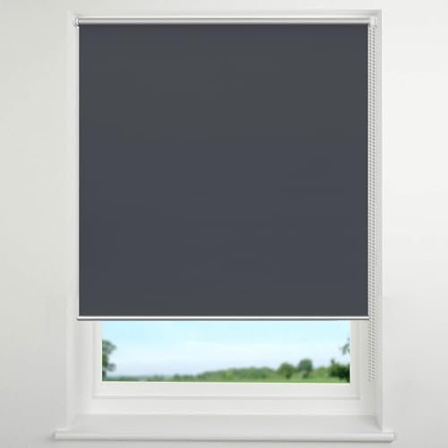Verdunkelungsrollo Klemmfix Ohne Bohren 50 x 160 cm Hitzeschutz und Sichtschutz Klemmfix Rollo Seitenzugrollo Höhe Stufenlos Verstellbar für Fenster und Türen, Dunkelgrau