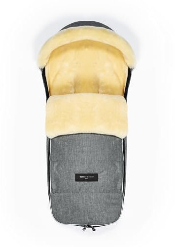WERNER CHRIST BABY, Lammfell-Fußsack LADIS – für kleine Reisebuggys (Kinder ab 6 bis 36 Monate), aus medizinischem Lammfell, in grau-meliert (Grogio)