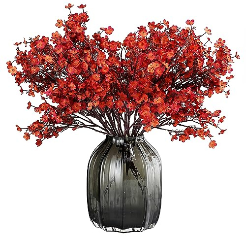 JAKY-Global Babys Atem Seide künstliche Blumen Bulk 6pcs für Herbst Dekor gefälschte Blume Bouquet Bulk für Haus Küche Indoor Bouquet Blumenarrangement Tisch Centerpieces Party Decor (Burnt Red Brown)