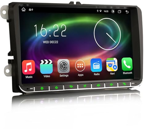 Erisin 8-Kern 4GB+64GB 9 Zoll Android 14 Autoradio mit Bluetooth GPS Navi für VW Touran Passact B7 T5 Tiguan Golf 5/6 Polo 6R Seat Skoda CarPlay Android Auto WiFi DSP DAB+ USB RDS OBD2 Canbus OPS