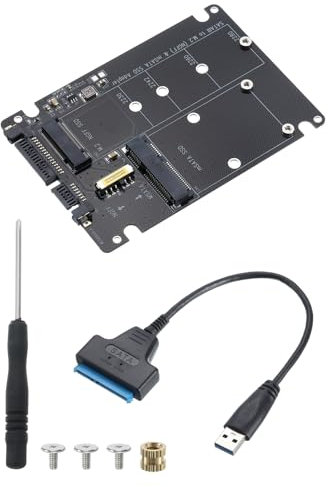 sourcing map 2 in 1 M.2 to USB3.0 Adapter SSD Ethernet Port M.2 TYPE-A Cable Adapter Enclosure for Laptop, Desktop, PC, Office Computer