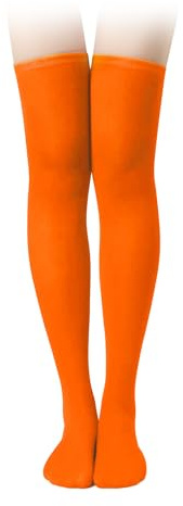 KINBOM 1 Paar Oberschenkelhohe Socken, Baumwolle Weich Kniestrümpfe Lange Strümpfe Damen Overknee für Damen Mädchen Alltagskleidung Kostüme Weihnachts-Cosplay (Orange)