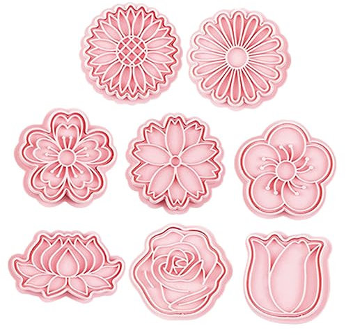 LIFKOME 8 Stück Blumen Keksformen aus Pp Wiederverwendbar mit Komfortgriff zum Backen von Plätzchen und Selbstgemacht Desserts für Kinder und Eltern