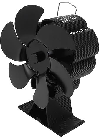HOHXFYP Holzofenventilator, Wärmebetrieben, Kaminventilator mit 6 Flügeln Aus Aluminiumlegierung, Leise, Effiziente Wärmeverteilung, Holzofenventilator für Buddy Heizung/Gasherd