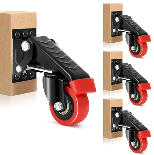 W B D WEIBIDA 63.5MM Rotelle per Mobili Pesanti, Capacità di Carico 300KG, Ruote Girevoli di Sollevamento con Gomma Antitraccia, Rotelle per Banchi da Lavoro, Mobili, Attrezzature Industriali,Set di 4