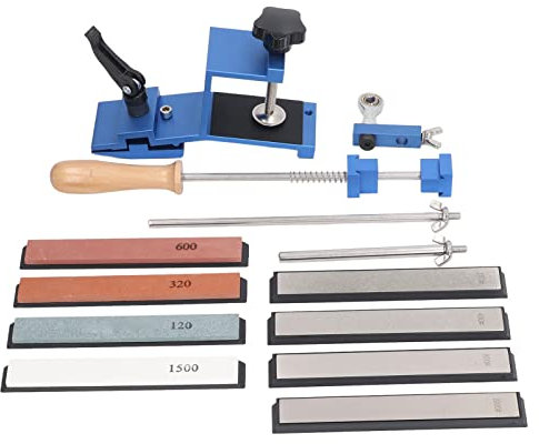 XTevu Festwinkel-Messerschärfer-Set mit 4 Schleifsteinen, 4 Diamant-Schleifsteinen, Messerschärfwerkzeug, 360°-Drehung, Flip-Design, Küchenmesserschärfsystem