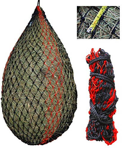 T TEKE Deluxe Slow hay Feeder hay nets, 1-3/4 Feeding Holes, horse supplies hay bags for horses, goats (1, Black, Large)