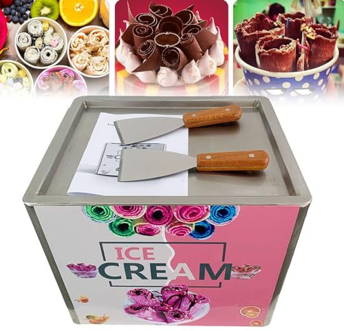 Ice Cream Roll Machine, Yogurt Fry ice Cream Machine with 2 Ice Cream Shovel for Cafe Bar Restuarant - Fried Roling Ice Cream Machine
