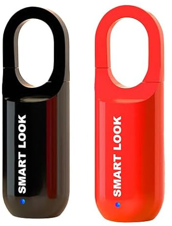 Fingerprint Padlock Mini Smart Padlock Keyless USB Charging Biometric High Security Lock for Gym Locker, Shed Locker, Storage Units, Luggages, Suitcases (Black+Red)