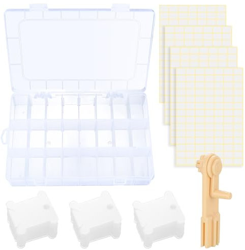 HAOCHEN 100 Stk Stickgarn Spulen, Stickgarn Karten Kreuzstich Garnkarte, Stickgarn Spulen Aufbewahrungsbox, mit Garnwickler, Leere Aufkleber, für DIY Basteln Nähen Aufbewahrung Zubehör (19x13x3.8cm)