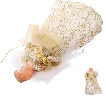 Cabilock Engel Weihnachtsbaum Topper Kleine Engelfiguren Goldener Stoff Weihnachtsbaumspitze Engel Plüsch Engel Figur Engel Ornamente Kleine Statue