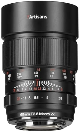 7artisans Lente de cámara sin espejo macro de 60 mmF2.8 2X de enfoque manual de marco completo compatible con cámaras Canon RF Mount EOS-R RP R3 R5 R6, etc.