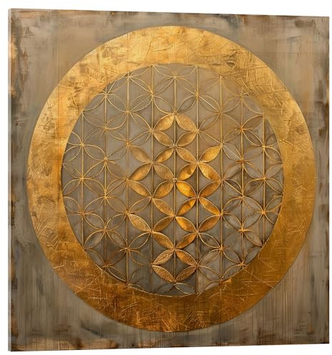 Posterlounge Symbol der Schöpfung: Blume des Lebens Acrylglasbild | 70 x 70 cm von DejaReve Gold Wandbilder Wanddeko