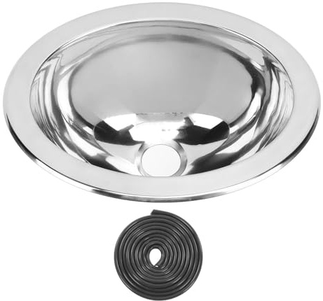 Ovales Waschbecken aus Edelstahl, Einzelbecken-Barspüle, Unterputzmontage, 290 X 220 X 120 Mm, Rostfrei, mit 40 Mm Abflussloch für Boot, Wohnwagen, Wohnmobil, Badezimmer