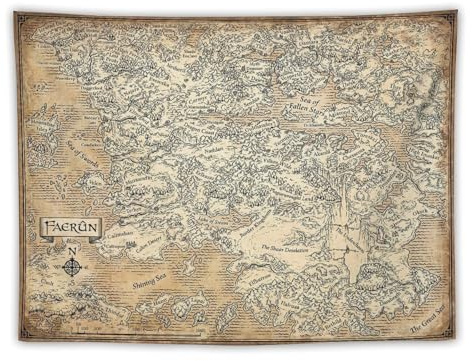 Faerûn Brettspielkarte der Vergessenen Königreiche, Wandposter, Gobelinrolle, Kunstmalerei, Bild für Schlafzimmer, Heimdekoration, 76 cm x 102 cm