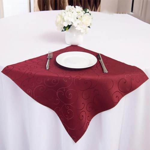 Anevous 12 Stück 48x48cm Jacquard Stoffservietten, Damast Muster Servietten, Weich Waschbare Serviette, Wiederverwendbare Stoffservietten für Familienessen Hochzeiten Partys Restaurant,Weinrot