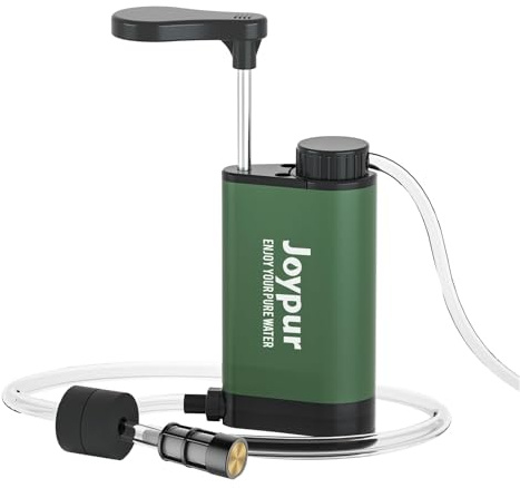 Joypur Filtro dell'acqua per esterni di sopravvivenza – Filtro acqua potabile in metallo con capacità di filtro da 6000 l depuratore d'acqua portatile per campeggio escursioni emergenze ecc. (Verde)
