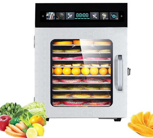 Essiccatori Per Alimenti Commerciali Con Timer 0-24 Ore, Essiccatore Elettrico Per Alimenti Con Luce Calda E Finestra In Vetro Visiva, Essiccatore Per Frutta, Carne E Carne Secca,12-Layer