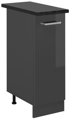 Vicco Apothekerschrank R-Line, Anthrazit Hochglanz, 30 cm | 1 Auszug · AP Anthrazit inkl. · Höhenverstellbare Füße · 2 Einlegeböden · ✓ Frei kombinierbar