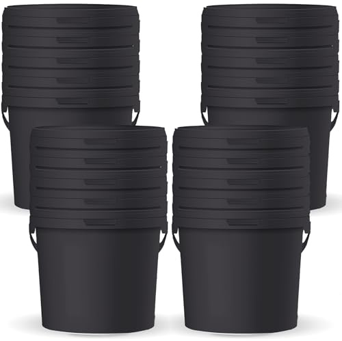 POSH Seau avec couvercle – Noir, plastique, résistant aux aliments, anti-fuites, inodore, robuste, stable, hermétique, seau avec poignée (20, 5L)