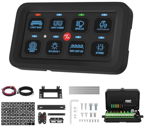 Muuoeou Pannello Interruttori A 8 Gruppi Pannello Interruttori Luce LED RGB Pannello Multifunzione con Interruttore A Levetta/Momentaneo/Pulsato