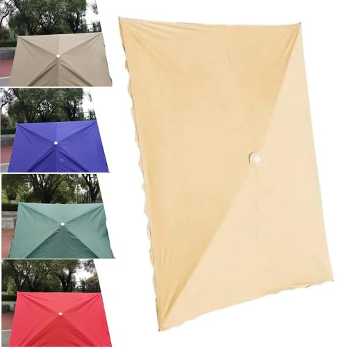 AGKANVCVNT 200x200 250x200 300x200 300x300cm Sonnenschirm Ersatzbezug Rechteckig Terrassenschirm Ersatzabdeckung Garten Marktschirm Ersatz Baldachin 4/6 Streben(Khaki,250x200cm(8x6.5ft))