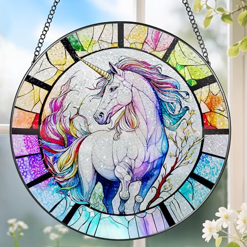 Stained Glass Window Hanging, Stained Glass Suncatcher, Unicorn Sun Catcher, Window Decor, Unicorn Gift, Gifts for Mothers Day, Christmas or Birthday Gift, Gifts for Her Mom Grandmother Daughter