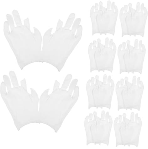 DECOMELODY 12 Paare Baumwollhandschuhe Damen Fingerlose Arbeits und Feuchtigkeitshandschuhe Atmungsaktiv Hautfreundlich Vielseitig für Handwerk Musik Trockene Hautpflege Weiß