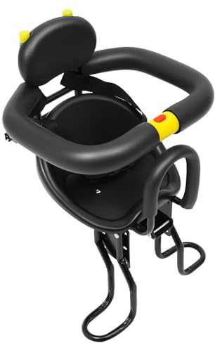 Jerool Kinderfahrradsitz,fahrradsitz Kinder vorne,kindersitz Fahrrad vorne,Verstellbarer Kinderfahrradsitz, mit Sicherheitsbügel und Pedalen, vorderer Sicherheitssitz