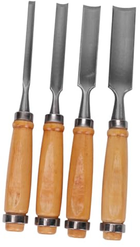 FONDOTIN Juego De Cinceles Para Tallar Madera Kit Para Tallar Madera y Borde De Acero Resistente Para Carpinteros y Talladores 4 Piezas Para Uso Con Martillo