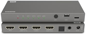 Extracteur HDMI Audio eARC – Marmitek Connect AE34 – Extractor & Convertisseur pour connecter deux systèmes audio (amplificateur AV + barre de son) à la TV – 8K 60Hz – EDID – HDMI 2.1 – Dolby Atmos