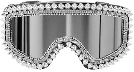 W WIDMANN MILANO Party Fashion - Verspiegelte Partybrille mit Nieten | Mit Strasssteinen, Accessoire für Karneval, Après-Ski, Festivals und Mottoparty
