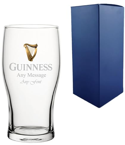 Personalised Engraved Guinness Pint Glass with Box | Custom Guinness Glasses, 18th 21st 30th 40th 50th Birthday Gifts for Him, Gift for Men, Best Man Groomsmen Gifts Gravity