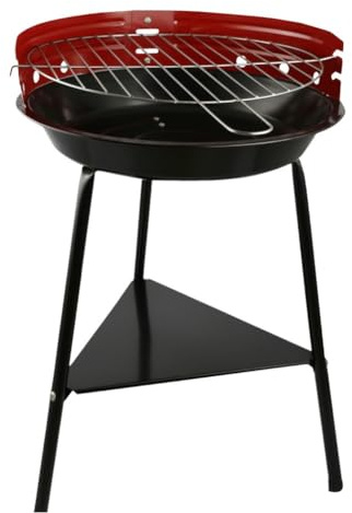 Opatiny Barbecue au charbon de bois rond avec capacité de 1,25 kg et housse de protection contre le vent, 35 x 63 cm, pour camping et barbecue en plein air, rouge