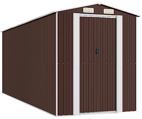 Generico Capanno da Giardino Marrone Scuro 192x523x223cm Acciaio Zincato,Casa e Giardino,Prato e Giardino,Vita all'aperto,Strutture da Esterno,Casette da Giardino,Marrone,121.48 kg,3147464