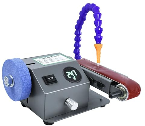 Mini Electric Belt Sander with Speed Adjustment 0-13000RPM, Heavy Duty Design, Includes 10 Sanding Belts for Metal and Wood Grinding and Polishing