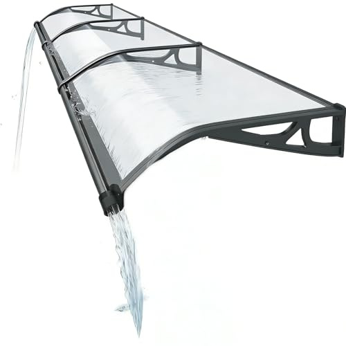 Auvent de Porte Moderne et Fenêtre, Marquise Extérieure Silencieuse en Polycarbonate Massif, Toit de Protection Solaire Anti-UV avec Cadre Aluminium Noir, Design Fixe