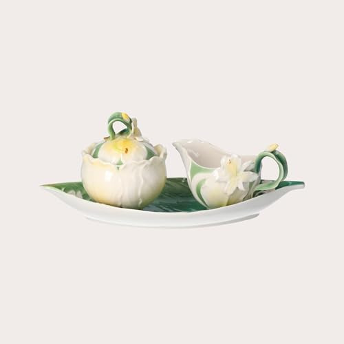 Keyhomestore | Set Zuccheriera e Lattiera in Porcellana Decorata con Fiori