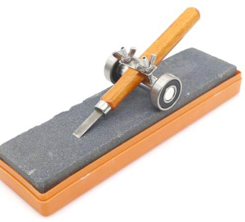 SECFOU Affila Scalpelli per Legno Portatile in Acciaio Inossidabile Dispositivo di Regolazione Angolo e Asta Ceramica per Affilatura Precisa e Risparmio di Fatica