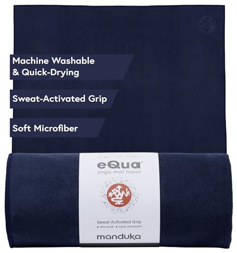 Manduka eQua Hot Yoga Mat Towel - 72 | Instant Moisture Activated Grip | Ultra Soft Microfiber | Quick Dry, Daily Use Ready | Lightweight, Travel Friendly Mat Layer | 72 x 26.5 inches