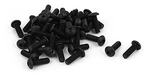 sourcing map M4x 11,5mm Knopfkopf Innensechskantschraube Schwarz 50Stk