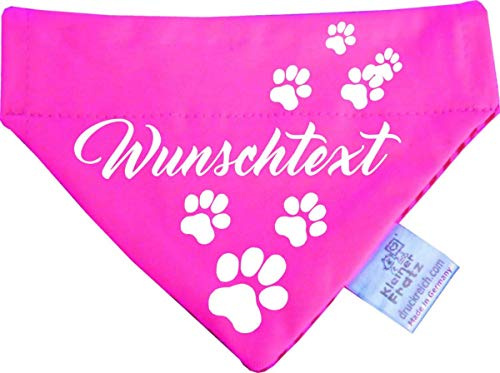 Hunde Durchzugstuch (Fb: pink-Navy) (Gr.M - 23 x 18 cm) mit Ihrem Wunschtext
