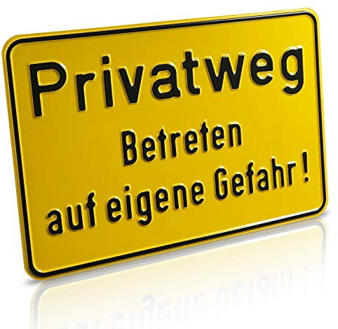 Betriebsausstattung24 Hinweisschild „Privatweg Betreten auf eigne Gefahr!“ - Zur Grundbesitzkennzeichnung- Weg- & Straßenkennzeichnung - Aluminium - Signalgelb