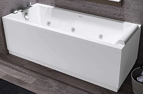 Novellini Calos 2.0 Hydro Vasca da Bagno Idro Laterale 6 Getti 170x70 Altezza 58 cm Reversibile Rettangolare 1 Pannello Frontale 1 Laterale Acrilico Bianco Lucido Colonna Miscelatore Cuscino Display