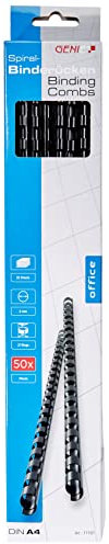 Genie 11181 Plastikbinderücken (A4; 30 cm; Kunststoff; 6 mm; 25 Blatt; geeignet für alle Spiralbindegeräte) 50 Stück schwarz