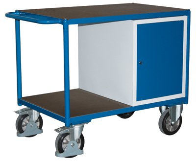 Schwerlast-Tischwagen, 2 Ladeflächen, Stahlschrank , Ladefläche LxB 2060x800 mm, Auáenmaáe LxBxH 2190