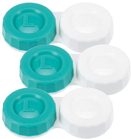 SPORTS WORLD VISION Kontaktlinsenbehälter in Grün & Weiß | Kontaktlinsenbehälter mit flachem Schraubverschluss | Tragbarer Behälter Kontaktlinsenlösung unterwegs | L& R auf dem Linsenbehälter markiert