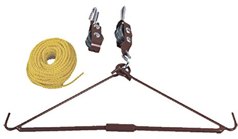 TOURBON Heavy Duty 440 Lbs Lifting Tool Hoist Set with Gambrel and Pully, 37 FT Rope, for Deer, Moose Hunting