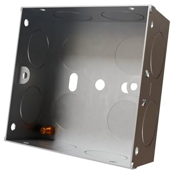 rhinocables Metal 1 Gang Single Socket Back Box (25mm, 1 Pack) | Durable Construction: Crafted from high quality metal galvanized steel, offering long lasting durability and robustness for